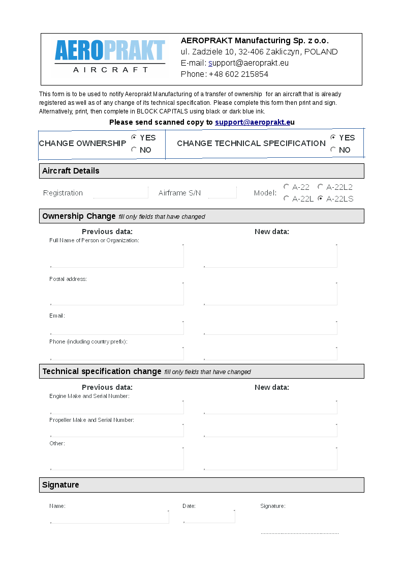 Change notice
